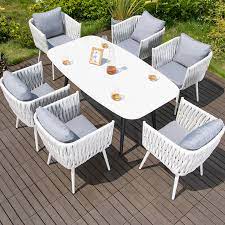 Features quality rattan weaving includes comfortable seat and back cushions 3 x t support bar. Outdoor Rope Weave Patio Furniture For Garden 63 Inch Marble Table And Chairs White Plastic Rattan 7pc Buy Rope Patio Furniture Garden Sets Dining Rope Weave Furniture Table Set Outdoor Rope Furniture Dining
