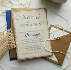 Rustic Burlap Navy Wedding Invitation Set Nautical Boho Script Twine Fabric Invitation Burla Navy Wedding Invitations Fabric Invitation Wedding Invitation Sets