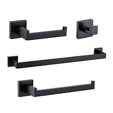 Coming in an array of finishes such as chrome or satin nickel, toilet paper roll. Turs 4 Piece Bathroom Hardware Set Towel Bar Toilet Paper Holder Towel Ring And Towel Hook Matt Black Sus 304 Stainless Steel Wall Mounted Buy Online In Gibraltar At Gibraltar Desertcart Com Productid 52165519