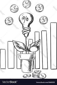 growth chart and idea light bulb with flower