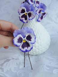 Spring Flower Gift Purple Lilac Pansy Flower Hair Pin Purple Etsy Flower Hair Pin Flowers In Hair Pansies Flowers