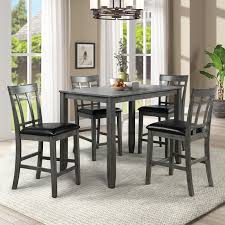 Consider adding a china cabinet & hutch to store essentials or showcase your favorite crystal and dishware. Aoolive 5 Piece Dining Set Vintage Rectangular Bar Table With 4 Chairs Overstock 34059456