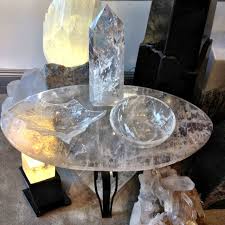 Quartz Crystal Table And Accessories Crystal Furniture Crystal Decor Decor