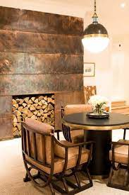 Antique copper color metallic metal linear mosaic tile kitchen wall backsplash. Copper Craze Fireplace Design Copper Fireplace Metal Wall Panel