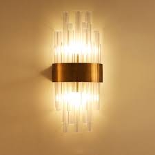 Rated 5 out of 5 stars. Postmodern Cylinder Wall Light Fixture Fluted Crystal 2 Heads Bedroom Sconce Lamp In Gold Beautifulhalo Com