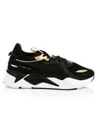 Black And Gold Puma Shoes Puma Rs X Trophy Mesh Leather Sneakers In Black Gold Modesens Black And Gold Sneakers Leather Sneakers Sneakers