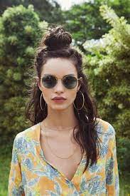 Half Up Messy Top Knot Top Knot Hairstyles Hair Styles Vacation Hairstyles
