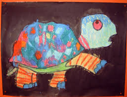Inkleuren Met Wasco En Daarna Zwarte Ecoline Huisdier Knutselen Dierentuindieren Schildpad Tekening