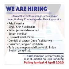 Info lowongan kerja lowongan kerja bumn. Lowongan Kerja Borma Bandung 2021