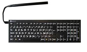 Possibilité de choisir son support, son mot, ses couleurs. Nero Pc Slim Line Avec Lampe Usb Et Les Lettres Blanches Sur Les Touches Noires Sensotec