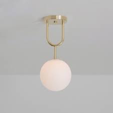 See lower price in cart. Brass Finish Globe Ceiling Light Modernism Opal Glass 1 Head Semi Flush Mount Lighting Beautifulhalo Com