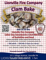 What salads to include in a clam bake : Lionville Fire Company