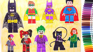 Free printable coloring pages, source : The Lego Batman Movie Batman Robin Superman Batgirl Harley Quinn Joker Coloring Pages Youtube