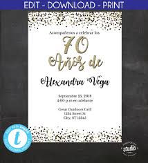 Birthday Party Invitation In Spanish 70 Anos De Spanish 70th Birthday Invitation White And Gold Etsy 50th Birthday Invitations 70th Birthday Invitations Birthday Invitations