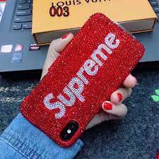 supreme iphone7plusカバー 赤 キラキラ シュプリーム iphoneケース かわいい電話ケース キラキラiphoneケース