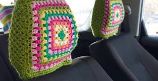 Crochet Car Headrest Covers Crochet Car Crochet Crafts Crochet Accessories