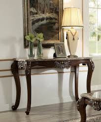 Acme 81698 Astoria Grand Tunstall Mehadi Walnut Finish Wood Marble Top Sofa Entry Console Table Entry Console Table Traditional Console Tables Console Table