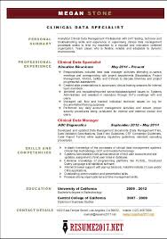 clinical data specialist resume 2017