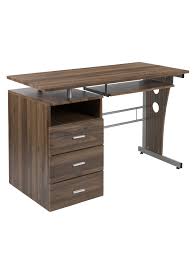 Jacqueline corner curved office computer study desk with hutch drawers walnut this office computer study desk comes with a hutch and spacious drawers, all in a beautiful walnut finish and oozing classical style. Flash Furniture 48 W Computer Desk With 3 Drawer Single Pedestal Rustic Walnut Office Depot