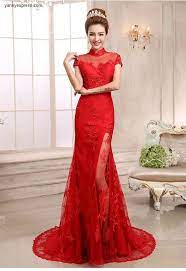 Chinese Wedding Gown Mandarin Collar Bridal Illusion Exquisite Dress Evening Dresses For Weddings Chinese Wedding Dress Red Evening Dress