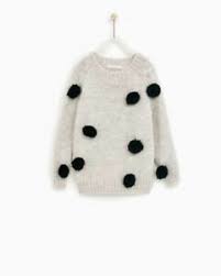 Zara Girl Pom Pom Sweater Natural/Black Size 8 NWT | eBay