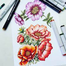 Angeloartimus Studioartimus Illustration Copic Copicbrasil Art Artwork Flowers Surfacepattern Surfa Marker Art Copic Marker Drawings Copic Marker Art