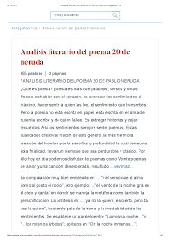 Análisis literario del soneto de quevedo yo te. Analisis Literario Del Poema 20 De Neruda Monografias Plus Pdf Docer Com Ar