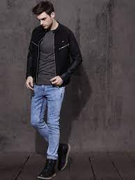Buy Roadster Men Black Solid Biker Jacket Jackets For Men 1875811 Myntra Mens Outfits Biker Jacket Jackets