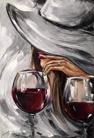 Glass Of Wine Painting Original Woman Art Mysterious Etsy In 2021 Wine Painting Modern Art Paintings Wine Wall Art