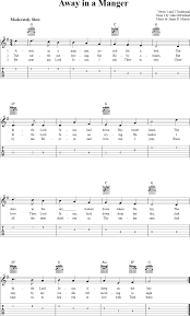 away in a manger chords sheet music and tab for guitar