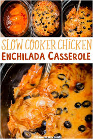 Slow Cooker Chicken Enchilada Casserole The Magical Slow Cooker Recipe Chicken Crockpot Recipes Crockpot Recipes Slow Cooker Crockpot Recipes Easy