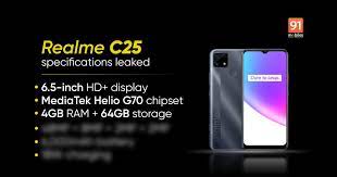 The realme c25 packs a 6000 mah battery and it has three cameras on back, with the main 48 mp along with 2 mp and 2 mp camera. Realme C25 Specifications Design Colour Options And More Revealed Via E Commerce Listing Toysmatrix