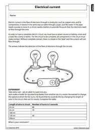 Electrical Current 1 Natural Science Worksheet Grade 6 Science Worksheets 6th Grade Science Science Electricity