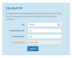 online app calculates hydraulic oil viscosity at different