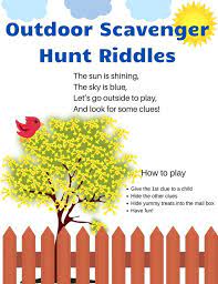 Outdoor Kids Scavenger Hunt Rhyming Clues Riddles 12 Etsy