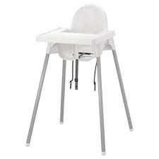 Antilop كرسي مرتفع مع صينية أبيض لون فضي Ikea