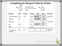 Reagent Table Calculations For Organic Chemistry Lab