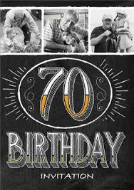 Our bold colors and fun themes will get everyone in the festive mood. Monochrome Photo Upload 70th Birthday Party Invitation Moonpig