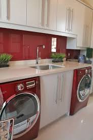 Pin By Chelsea Shine On Various House Ideas Red Laundry Rooms Red Washer And Dryer Laundry Room Inspiration