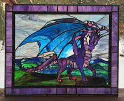 Panel Framed Stained Glass Flying Dragon Home Decor Window By Ostisinspirations On Etsy Stained Glass Window Panel Faux Stained Glass Stained Glass Quilt