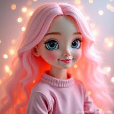 Isabella with Long Cotton Candy Hair