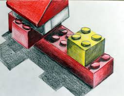 Lego 3 D Colored Pencil Drawing Pencil Drawings Colored Pencil Drawing Color Pencil Drawing