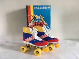 Vintage 80 S Retro Roller Skates Yellow Blue Red And White Size Eu 35 Uswoman 4 0 Us Uk 2 5 Retro Roller Skates 80s Retro Roller Skates Yellow