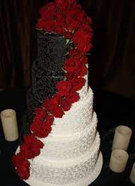 Black And White Wedding Dress My Wedding Ideas Wedding Cake Red Black And White Wedding Cake Wedding Cakes With Flowers