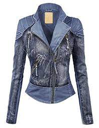 Robot Check Leather Jackets Women Leather Jacket Denim Fashion