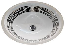 Add modern elegance to your bathroom with this porcelain best bathroom sinks undermount. Hand Painted Sink Ap 1420 Greek Key 2 Bright Platinum Undermount Vanity Basin Contemporary Bathroom Sinks By Atlantis Porcelain Art Corp Houzz