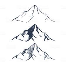 Mountains Set Hand Drawn Rocky Peaks Vector Illustration How To Draw Hands Mountain Drawing Vector Illustration