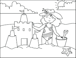 Cute funny kid running to the sea. Beach Coloring Pages Beach Scenes Activities