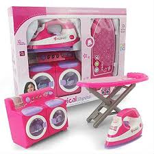 Mini Family Washing Laundry Toy Set For Kids Includes A Washing Machine Iron With Ironing Board Th Little Girl Toys American Girl Doll Sets Baby Girl Toys