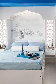 Greek Mediterranean Style For A 24sqm Unit In Makati Mediterranean Decor Bedroom Bedroom Design Home Interior Design